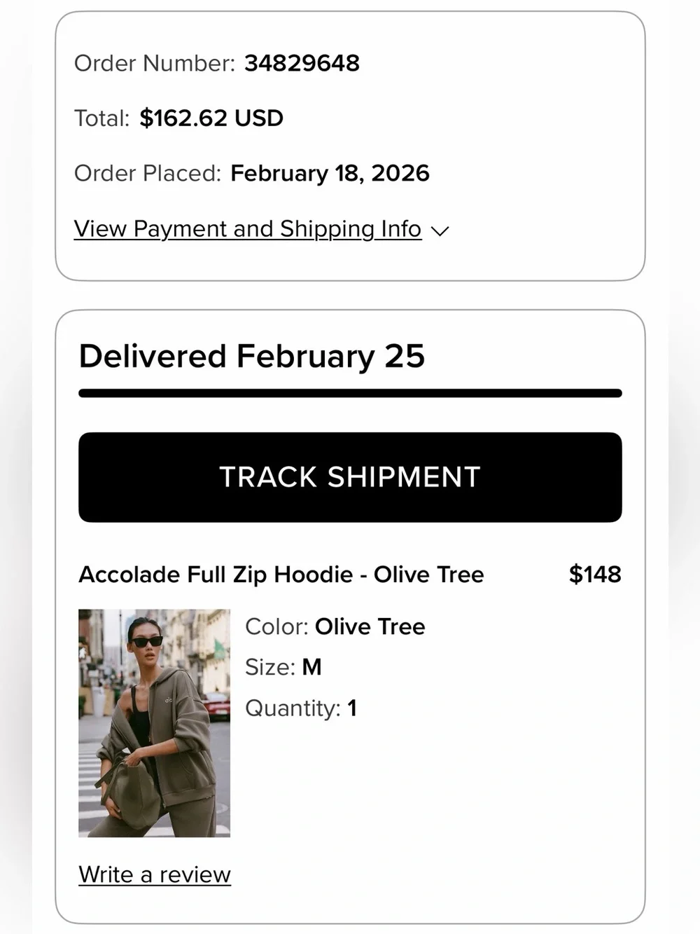 Auth. ✅ Women’s ALO Yoga Accolade Full Zip in “Olive Tree” Size Medium💚🤎